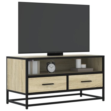 vidaXL Έπιπλο Τηλεόρασης Sonoma Δρυς 80x34,5x40cm Επεξ. Ξύλο/Μέταλλο