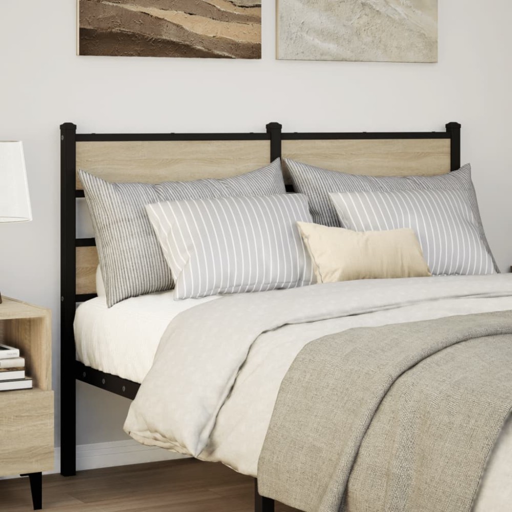 vidaXL Κεφαλάρι Sonoma Δρυς Σιδερένιο/Επεξεργασμένο Ξύλο 125x91,5cm 1 τεμ.