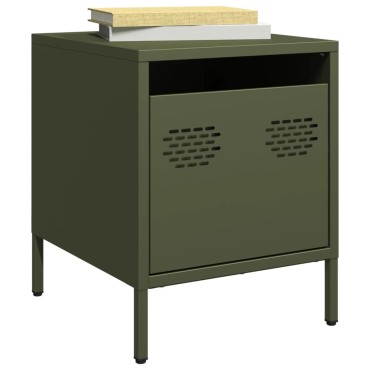 vidaXL Κομοδίνα 2 τεμ. Πράσινο Λαδί 35x39x43,5cm από Χάλυβα