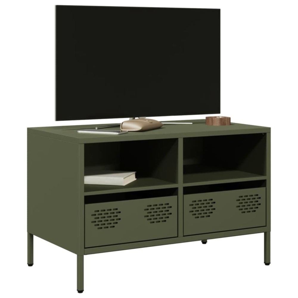 vidaXL Έπιπλο Τηλεόρασης Λαδί 68x39x43,5cm Χάλυβας Ψυχρής Έλασης