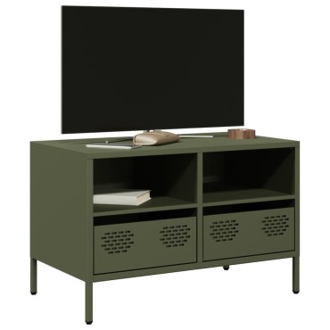 vidaXL Έπιπλο Τηλεόρασης Λαδί 68x39x43,5cm Χάλυβας Ψυχρής Έλασης