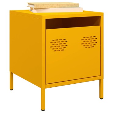 vidaXL Κομοδίνο Μουσταρδί 35x39x43,5cm από Χάλυβα 1 τεμ.