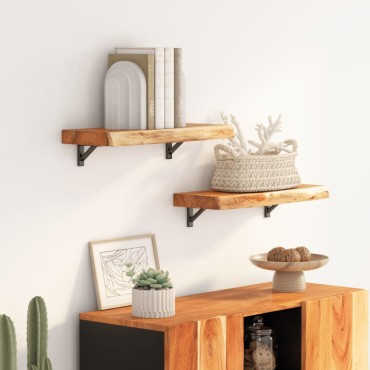 vidaXL Ράφι Επιτοίχιο Ορθ. Live Edge 50x30x2,5cm Μασίφ Ξύλο Ακακίας