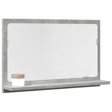 vidaXL Καθρέφτης Μπάνιου Γκρι Σκυροδέματος 60x11x37cm Επεξ. Ξύλο 1 τεμ.