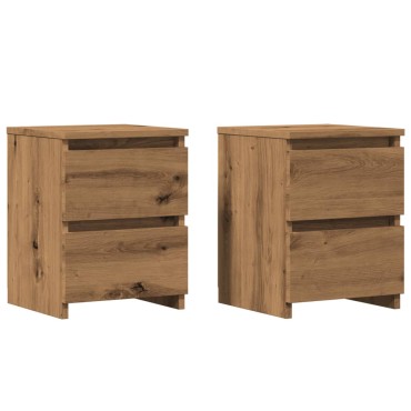 vidaXL Κομοδίνα 2 τεμ.Αρτισιανή Δρυς 30x30x40cm Επεξ. Ξύλο