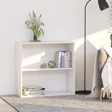 vidaXL Βιβλιοθήκη με 2 Ράφια Λευκή 80x30x76,5cm από Επεξ. Ξύλο 1 τεμ.