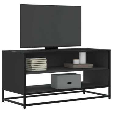 vidaXL Έπιπλο Τηλεόρασης Μαύρο 91x40x46cm από Επεξεργ. Ξύλο/Μέταλλο