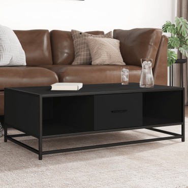 vidaXL Τραπεζάκι Σαλονιού Μαύρο 100x57x35cm από Επεξ. Ξύλο/Μέταλλο 1 τεμ.