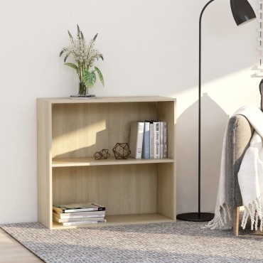vidaXL Βιβλιοθήκη με 2 Ράφια Sonoma Δρυς 80x30x76,5cm Επεξ. Ξύλο 1 τεμ.