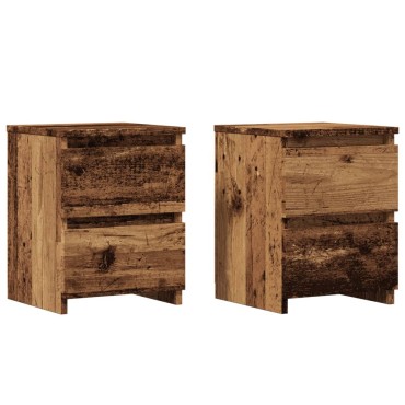vidaXL Κομοδίνα 2 τεμ. Όψη Παλαιού Ξύλου 30x30x40cm Επεξ. Ξύλο