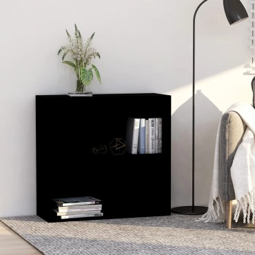 vidaXL Βιβλιοθήκη με 2 Ράφια Μαύρη 80x30x76,5cm από Επεξ. Ξύλο 1 τεμ.