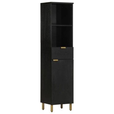 vidaXL Ντουλάπι Μπάνιου Μαύρο 38x33x160cm από Μασίφ Ξύλο Μάνγκο
