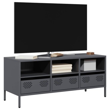 vidaXL Έπιπλο Τηλεόρασης Ανθρακί 101,5x39x43,5cm Ατσάλι Ψυχρής Έλασης