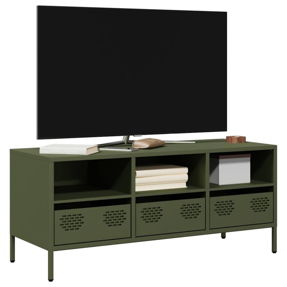 vidaXL Έπιπλο Τηλεόρασης Λαδί 101,5x39x43,5cm Ατσάλι Ψυχρής Έλασης