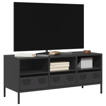 vidaXL Έπιπλο Τηλεόρασης Μαύρο 101,5x39x43,5cm Ατσάλι Ψυχρής Έλασης