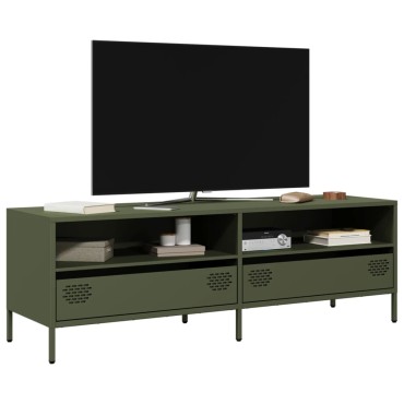 vidaXL Έπιπλο Τηλεόρασης Λαδί 135x39x43,5cm Ατσάλι Ψυχρής Έλασης