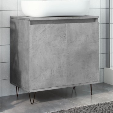 vidaXL Ντουλάπι Μπάνιου Γκρι Σκυροδεμ. 58x33x60cm Επεξεργ. Ξύλο