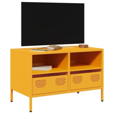 vidaXL Έπιπλο Τηλεόρασης Μουσταρδί 68x39x43,5cm Ατσάλι Ψυχρής Έλασης