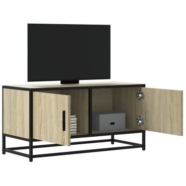 vidaXL Έπιπλο Τηλεόρασης Sonoma Δρυς 80x34,5x40cm Επεξ. Ξύλο/Μέταλλο