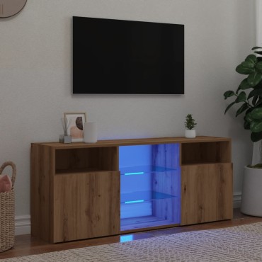 vidaXL Έπιπλο Τηλεόρασης με LED Αρτισιανή Δρυς 120x30x50cm Επεξ.Ξύλο