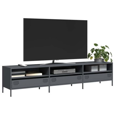 vidaXL Έπιπλο Τηλεόρασης Ανθρακί 202x39x43,5cm Ατσάλι Ψυχρής Έλασης