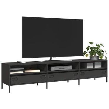 vidaXL Έπιπλο Τηλεόρασης Μαύρο 202x39x43,5cm Χάλυβας Ψυχρής Έλασης