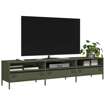 vidaXL Έπιπλο Τηλεόρασης Λαδί 202x39x43,5cm Ατσάλι Ψυχρής Έλασης