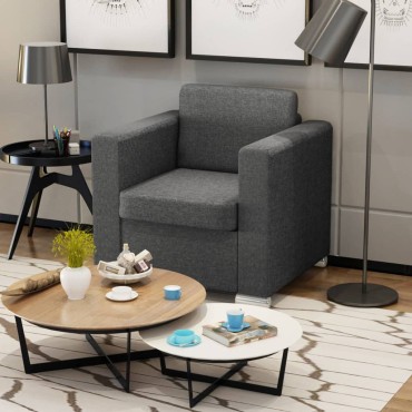 vidaXL Πολυθρόνα Σκούρο Γκρι Υφασμάτινη 82x73x78cm 1 τεμ.