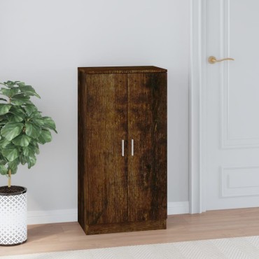 vidaXL Παπουτσοθήκη Καπνιστή Δρυς 55x35x108cm από Επεξεργασμένο Ξύλο