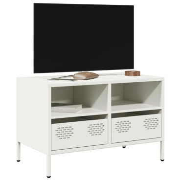 vidaXL Έπιπλο Τηλεόρασης Λευκό 68x39x43,5cm Ατσάλι Ψυχρής Έλασης