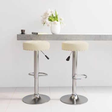 vidaXL Σκαμπό Μπαρ 2 τεμ. Κρεμ Υφασμάτινα 38,5x38,5x(63-83)cm