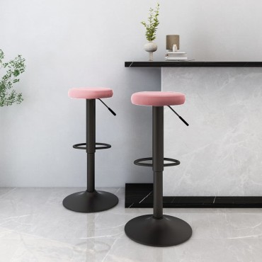 vidaXL Σκαμπό Μπαρ 2 τεμ. Ροζ Βελούδινα 31x(58-78)cm