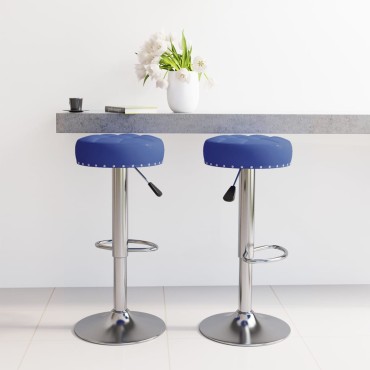 vidaXL Σκαμπό Μπαρ 2 τεμ. Μπλε Υφασμάτινα 38,5x38,5x(63-83)cm