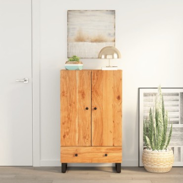 vidaXL Ντουλάπι Ψηλό με Συρτάρι 60x33x100cm Μασίφ Ακακία & Σίδερο 1 τεμ.