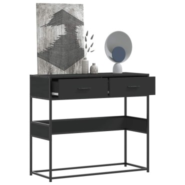 vidaXL Τραπέζι Κονσόλα Μαύρο 90x35x80cm Επεξεργασμένο Ξύλο 1 τεμ.