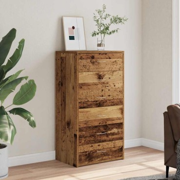 vidaXL Sideboard με 6 συρτάρια Παλαιό ξύλο 50x34x96cm Ξύλο μηχανής 1 τεμ.