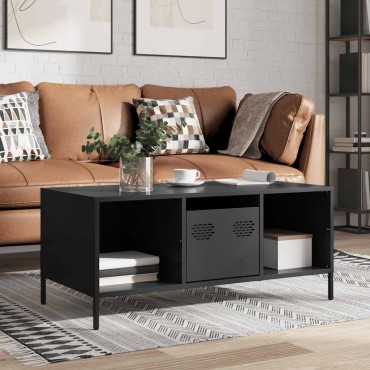 vidaXL Τραπεζάκι Σαλονιού Μαύρο 101,5x50x43,5cm Χάλυβα Ψυχρής Έλασης 1 τεμ.