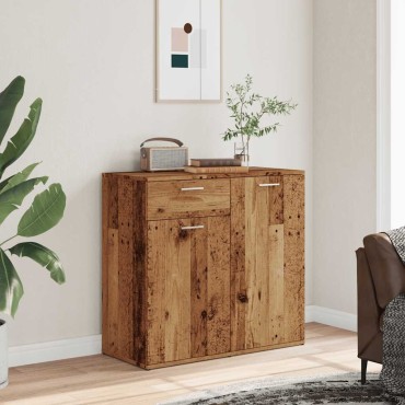 vidaXL Ντουλάπι με Συρτάρι Παλιό Ξύλο 80x36x75cm από Μοριοσανίδα 1 τεμ.