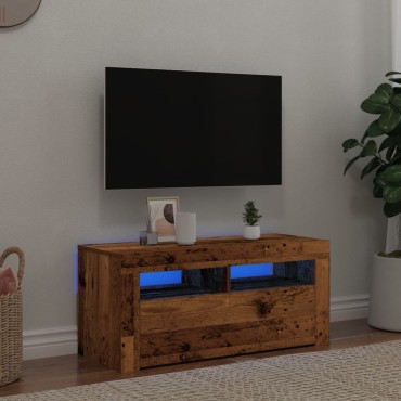 vidaXL Έπιπλο Τηλεόρασης LED Όψη Παλαιού Ξύλου 90x35x40cm Επεξ. Ξύλο