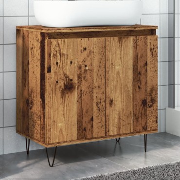 vidaXL Ντουλάπι μπάνιου Παλιό ξύλο 58x33x60cm Κατασκευασμένο ξύλο
