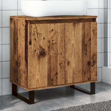 vidaXL Ντουλάπι μπάνιου Παλιό ξύλο 58x33x60cm Κατασκευασμένο ξύλο