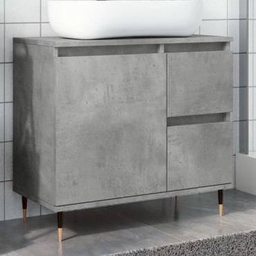 vidaXL Ντουλάπι Μπάνιου Γκρι Σκυροδέματος 65x33x60cm Επεξ. Ξύλο 1 τεμ.