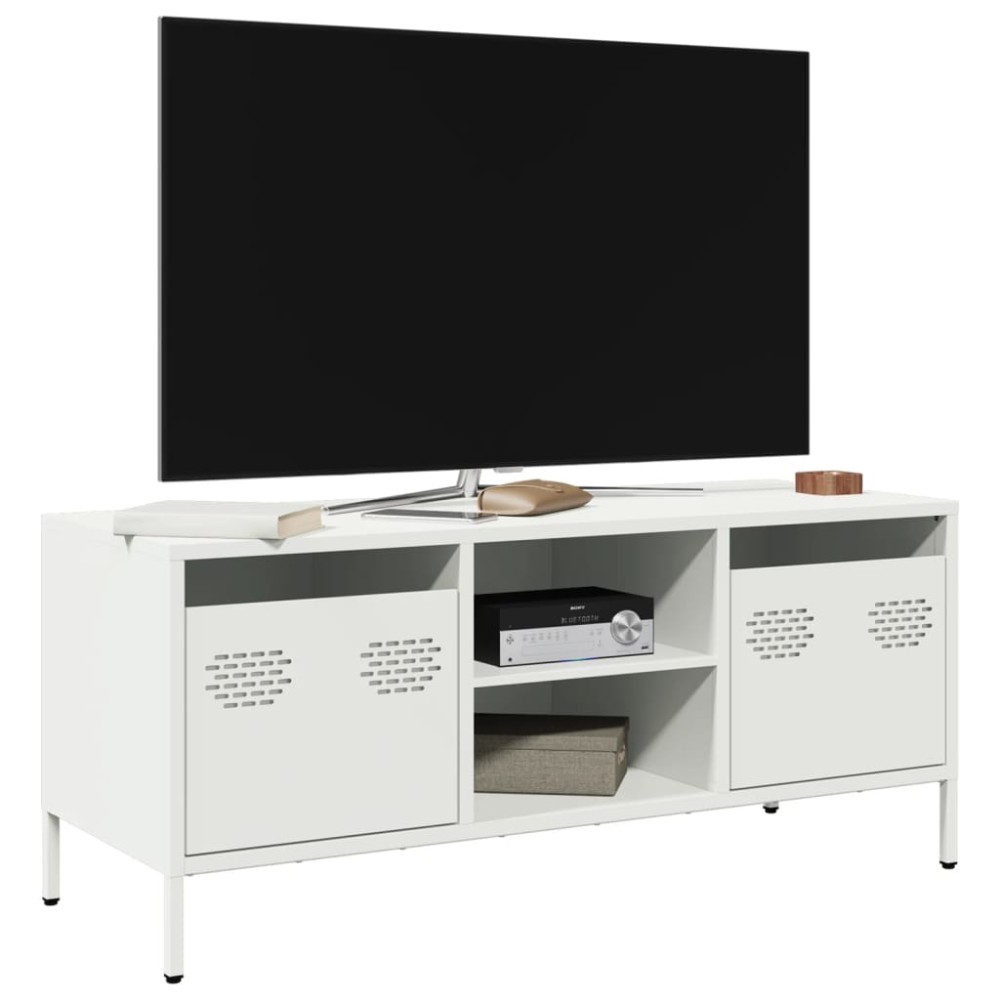vidaXL Έπιπλο Τηλεόρασης Λευκό 101,5x39x43,5cm Ατσάλι Ψυχρής Έλασης
