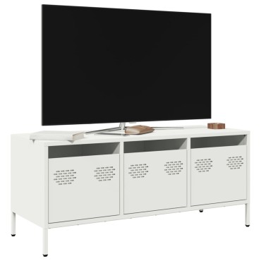 vidaXL Έπιπλο Τηλεόρασης Λευκό 101,5x39x43,5cm Ατσάλι Ψυχρής Έλασης