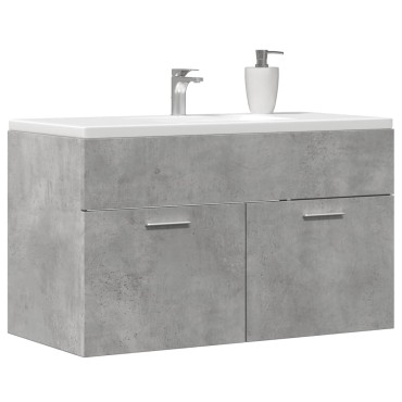 vidaXL Ντουλάπι Μπάνιου Γκρι Σκυροδέματος 90x38,5x46cm Επεξ. Ξύλο