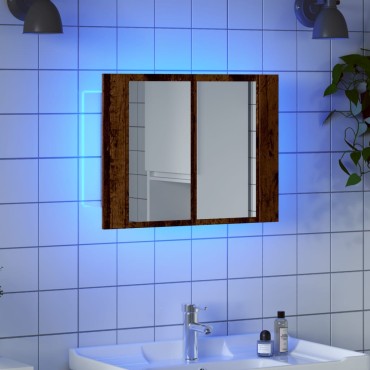 vidaXL Έπιπλο Καθρέφτη με LED Όψη Παλαιού Ξύλου 60x12x45cm Επεξ. Ξύλο 1 τεμ.