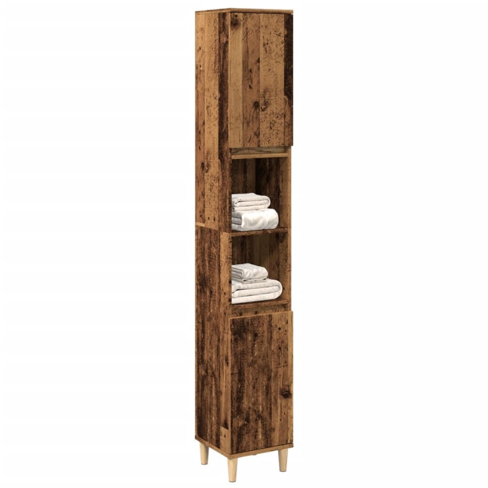 vidaXL Ντουλάπι μπάνιου Παλιό ξύλο 30x30x190cm Κατασκευασμένο ξύλο 1 τεμ.