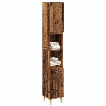 vidaXL Ντουλάπι μπάνιου Παλιό ξύλο 30x30x190cm Κατασκευασμένο ξύλο 1 τεμ.