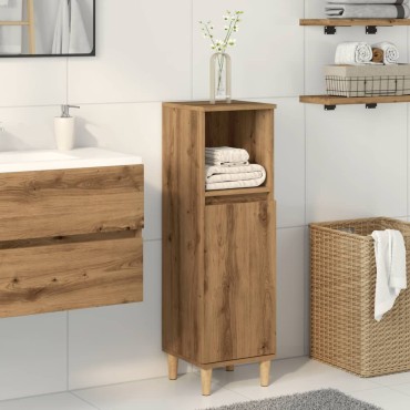 vidaXL Ντουλάπι μπάνιου Δρυς τεχνίτης 30x30x100cm Κατασκευασμένο ξύλο