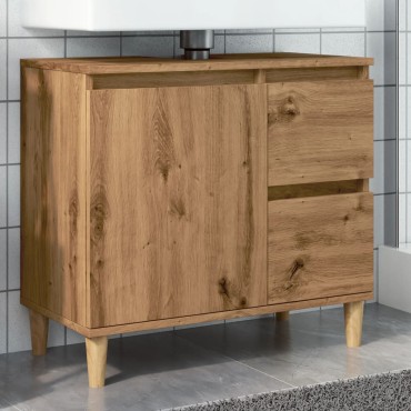 vidaXL Ντουλάπι Νιπτήρα Αρτισιανή Δρυς 65x33x60cm Επεξ. Ξύλο 1 τεμ.